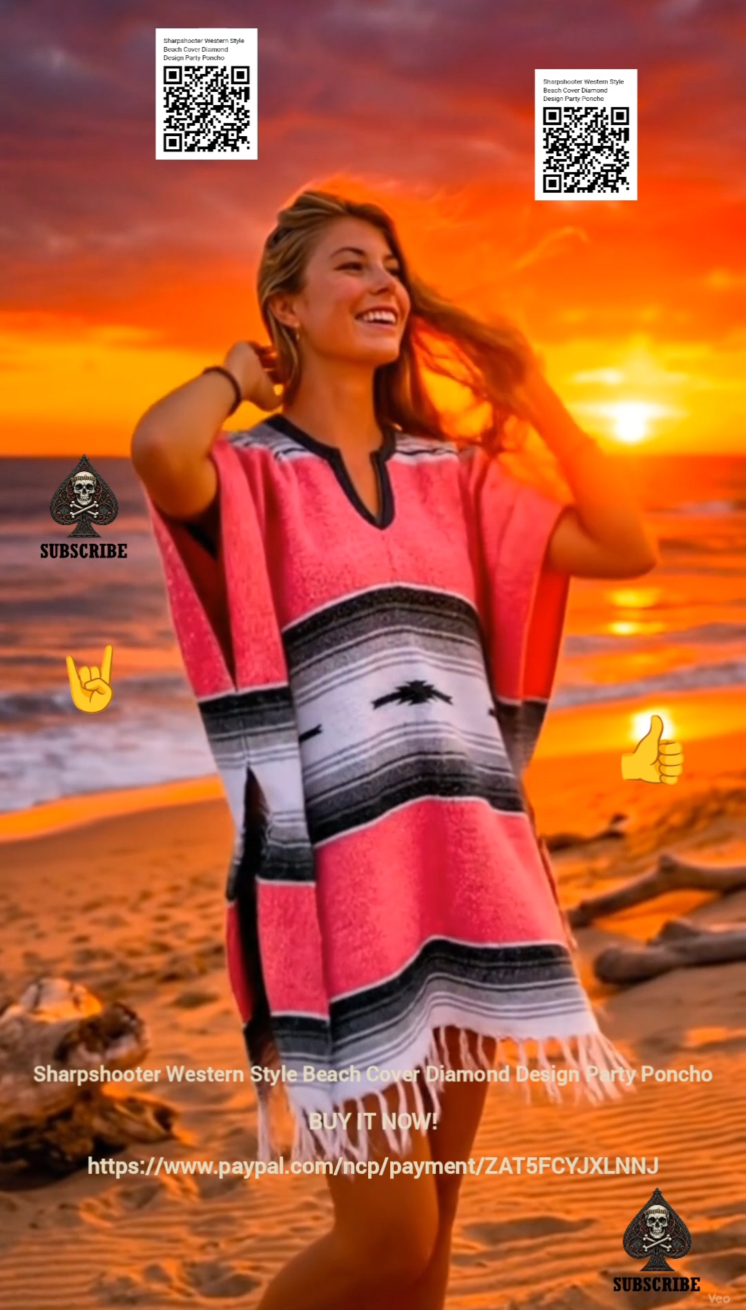 Strawberry-Sharpshooter-Western-Style-Beach-Cover-Diamond-Design-Party-Poncho